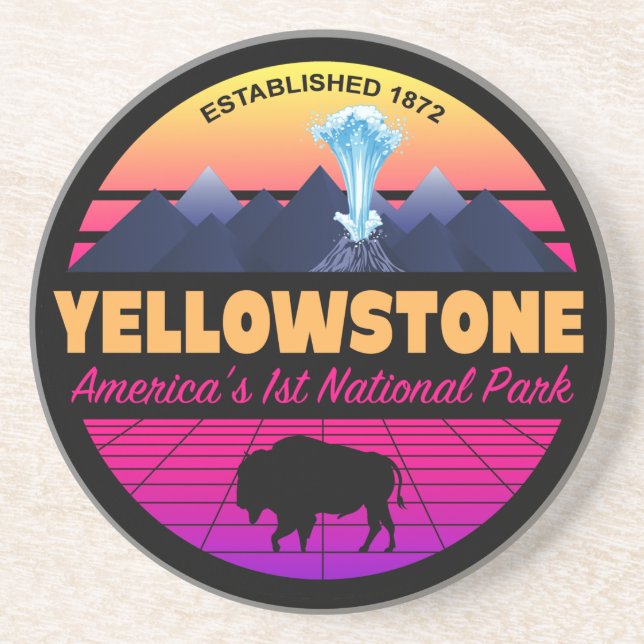 RETRO 80S YELLOWSTONE NATIONAL PARK VAPORWAVE COASTER (Front)