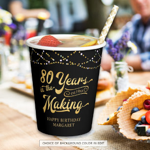 Retro 80th Birthday 80 Years in the Making Lights Paper Cups