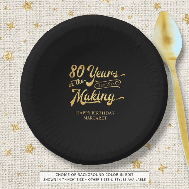 Retro 80th Birthday 80 Years in the Making Lights Paper Plate (Creator Uploaded)
