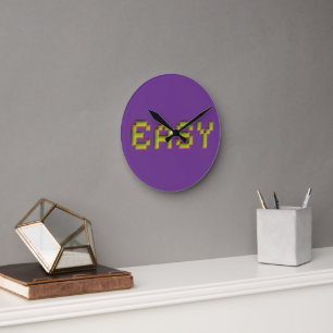 Retro 8-Bit EASY Wall Clock - Purple & Pink Cyberp