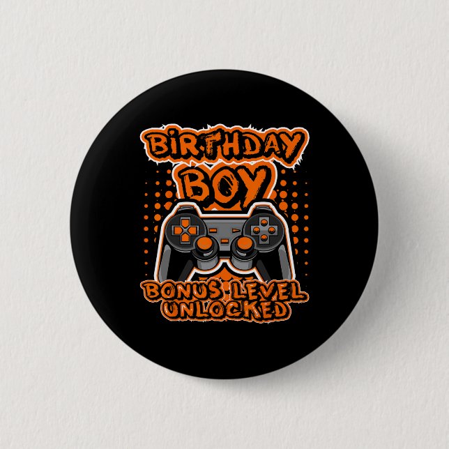 Retro 8 Bit Gaming Orange Video Game Controller Bi 6 Cm Round Badge (Front)
