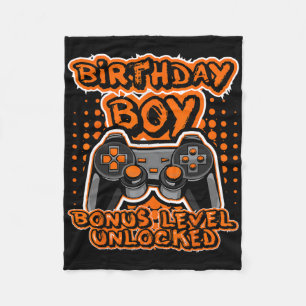 Retro 8 Bit Gaming Orange Video Game Controller Bi Fleece Blanket