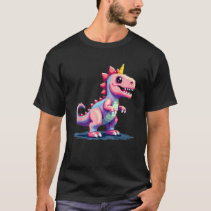 Retro 8 Bit Pixel Art Vintage Gamer Cute Dinocorn  T-Shirt
