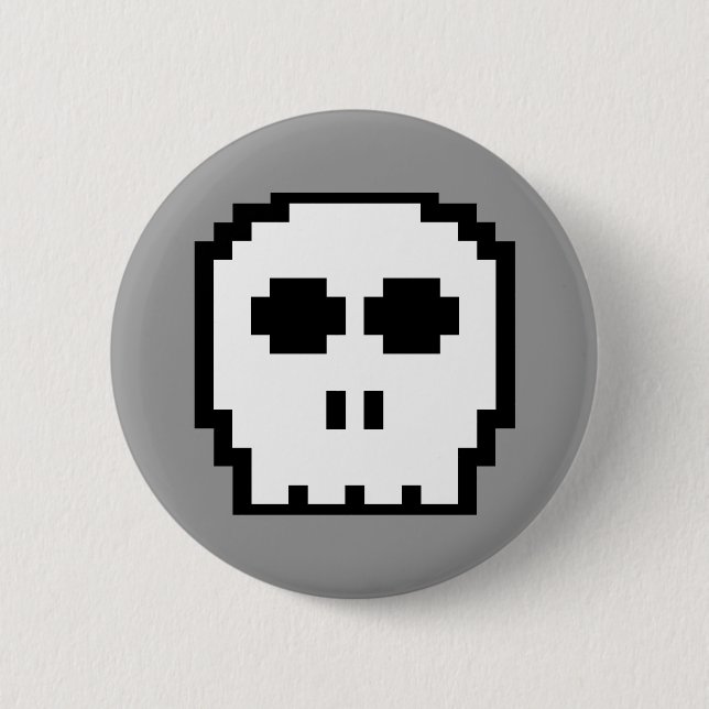 Retro 8-bit Skull 6 Cm Round Badge (Front)