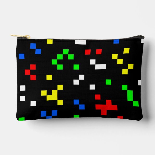 Retro 8 Bit Video Game Graphics Pattern Accessory Pouch (Front)