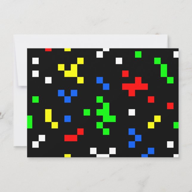 Retro 8 Bit Video Game Graphics Pattern Invitation (Front)