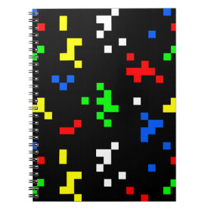 Retro 8 Bit Video Game Graphics Pattern Notebook