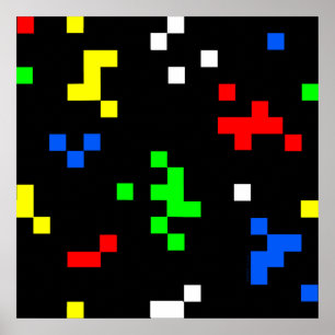 Retro 8 Bit Video Game Graphics Pattern Poster