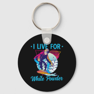 Retro 90s 80s Snowboard I Live For White Powder Sn Key Ring