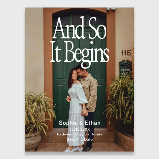 Retro 90s And So It Begins Photo Save The Date Announcement Postcard