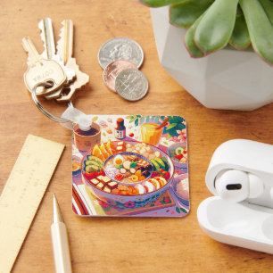 Retro 90s Anime Japanese Food Bowl Aesthetic Key Ring