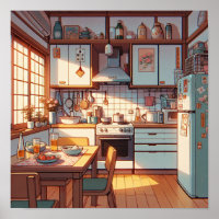 Retro 90s Anime Kitchen Fridge & Table