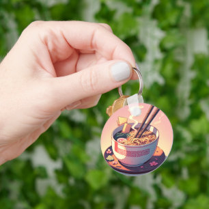 Retro 90s Anime Ramen Noodle Aesthetic Art Key Ring