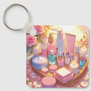 Retro 90s Anime Skin Care Aesthetic Key Ring