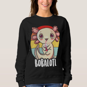 Retro 90s Axolotl   Bobalotl Axolotl Boba Tea Sweatshirt