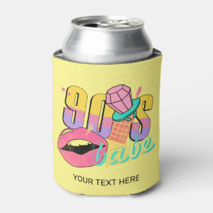 Retro 90's Babe Lips Ring Pop Yellow Teal Name Can Cooler