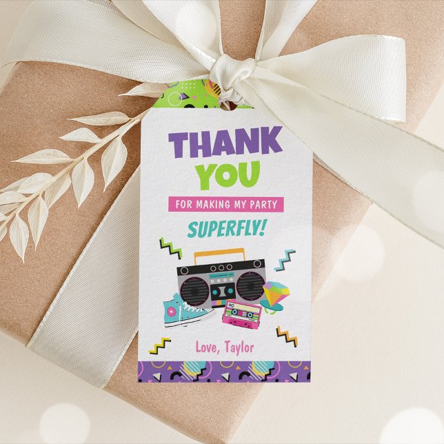 Retro 90s Birthday Party Favour Tags (Retro 90s Birthday Party Favor Tags)