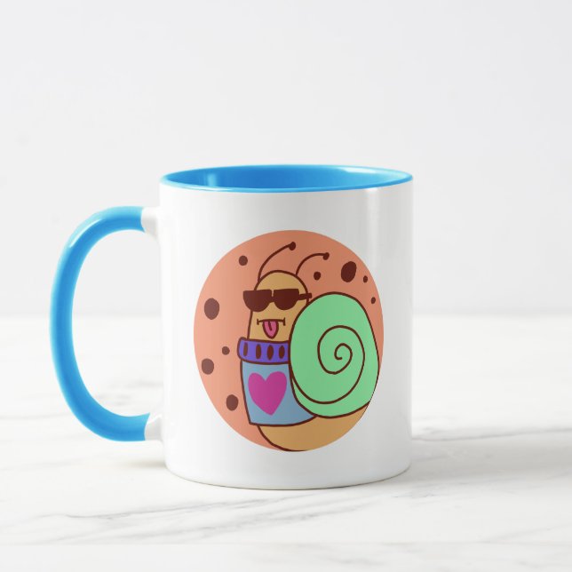Retro 90s Cool Cartoon Snail in Sweater Mug (Left)