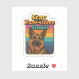 Retro 90s German Shepherd Sticker “Stay Paw-sitiv