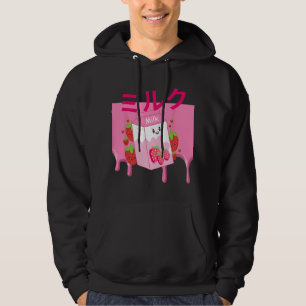 Retro 90s Japanese Kawaii Strawberry Milk Shake Ca Hoodie
