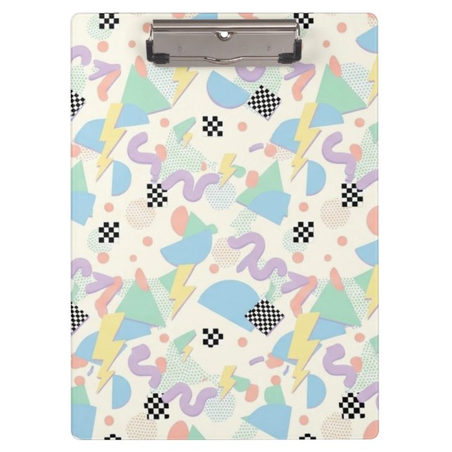 Retro 90s Memphis Aesthetic Pattern Clipboard (Front)