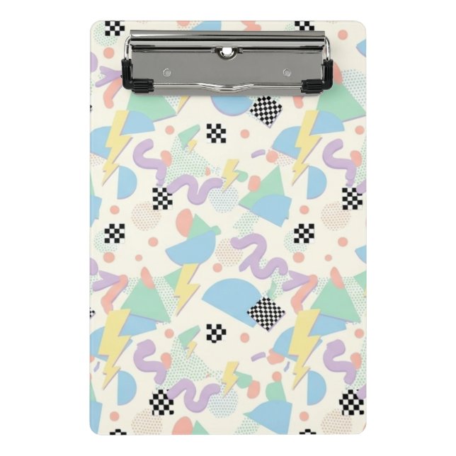 Retro 90s Memphis Aesthetic Pattern Mini Clipboard (Front)