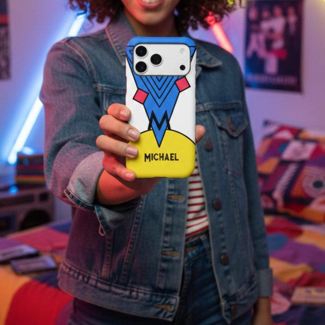 Retro 90s Memphis Bauhaus Blue Yellow Red Monogram (Creator Uploaded)