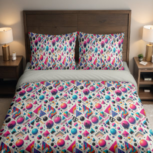 Retro 90s Memphis Geometric Neon Bold Pillowcase