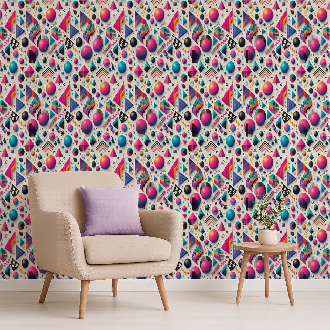 Retro 90s Memphis Geometric Neon Bold Wallpaper (Retro 90s Memphis Geometric Neon Bold Wallpaper)