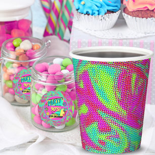 Retro 90's party colourful swirl paper cups