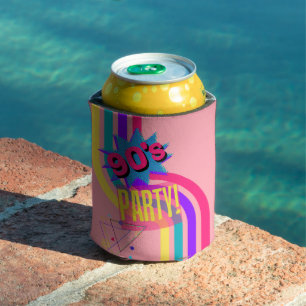 Retro 90's Party Pink Nostalgic Birthday Can Cooler