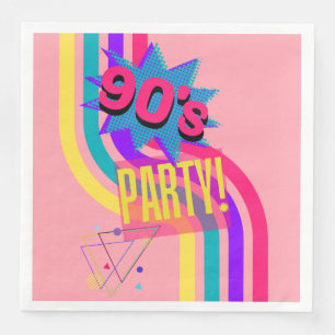 Retro 90's Party Pink Nostalgic Birthday Napkin