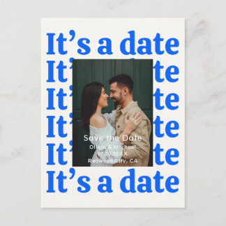 Retro 90s Photo Wedding Save The Date Announcement Postcard