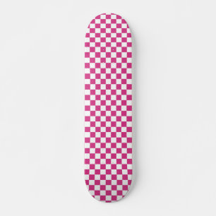 Retro 90s Pink Checkered Pattern Checkerboard Skateboard
