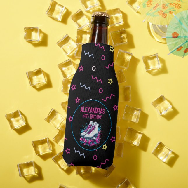 Retro 90's Roller Skating Birthday Party  Bottle Cooler (In Situ Summer)