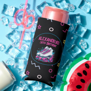 Retro 90's Roller Skating Birthday Party  Seltzer Can Cooler