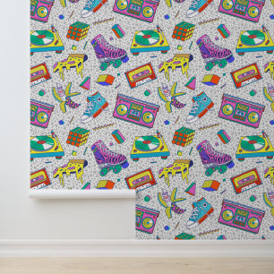 Retro 90s Skate Party Pattern Wallpaper