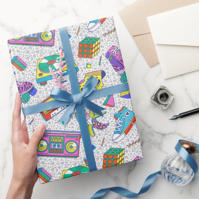 Retro 90s Skate Party Pattern Wrapping Paper (Gifting)