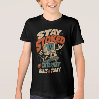 Retro 90s Skater Computer "Stay Stoked" Tri-Blend Shirt