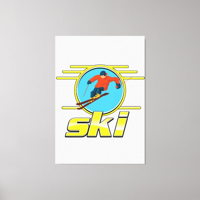 Retro 90s ski logo canvas print (Front)
