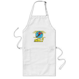 Retro 90s ski logo long apron