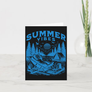 Retro 90s Summer Vibes Cat Camping Funny Cat Meme  Card