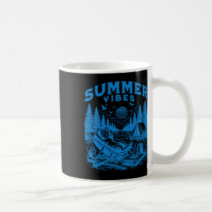 Retro 90s Summer Vibes Cat Camping Funny Cat Meme  Coffee Mug