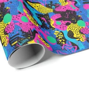 Retro 90s tiled pattern party  wrapping paper