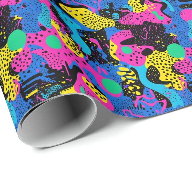 Retro 90s tiled pattern party  wrapping paper (Roll Corner)