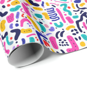 Retro 90s tiled pattern party  wrapping paper
