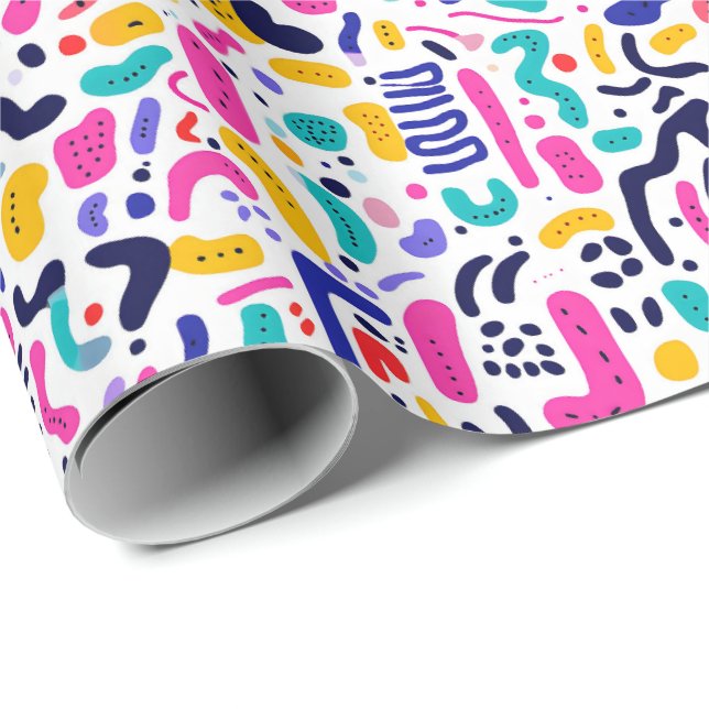 Retro 90s tiled pattern party  wrapping paper (Roll Corner)