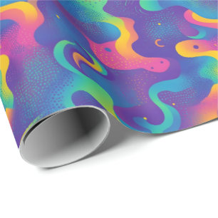 Retro 90s tiled pattern party  wrapping paper