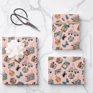 Retro 90s Vibes Pattern  Wrapping Paper Sheet