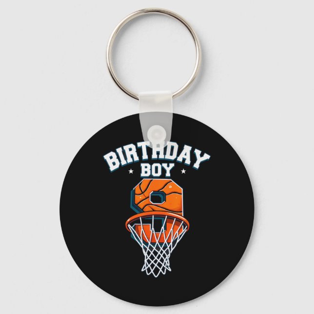 Retro 9th Birthday Boy Sketll Player  Key Ring (Front)